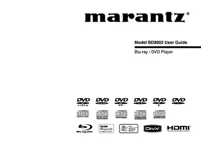 Marantz BD8002 Blu-Ray Player Owners Instruction Manual • $21.99