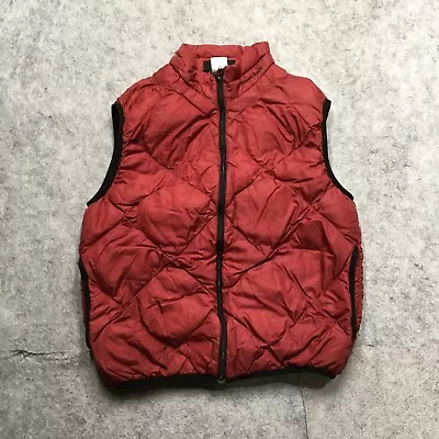 Montbell Goose Down Vest Mens Small S Red Full Zip Diamond Quilt Lightweight • $69.95