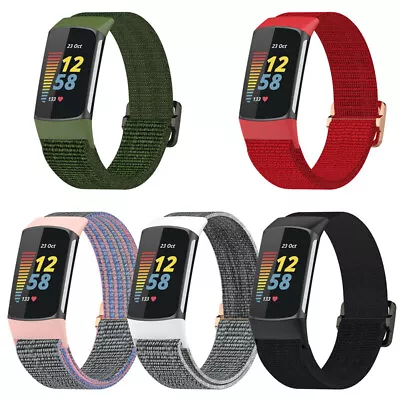 Nylon Woven Fabric Elasticity Replacement Watch Band Strap For Fitbit Charge 6 5 • £5.59