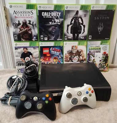 Microsoft Xbox 360 Console 120GB HDD Bundle + 2 Controllers + 8 Games VGC Tested • $102.52