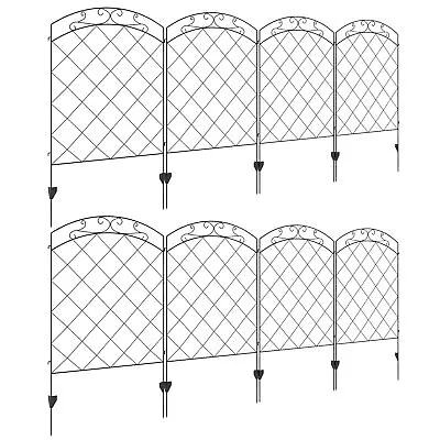 Outsunny 8PCs Decorative Garden Fencing 43in X 11.4ft Steel Border Edging Swirls • £136.99