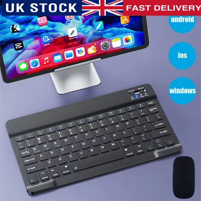 Ultra Slim Wireless Bluetooth Keyboard Mouse F PC IMac IPad Android Phone Tablet • £12.49