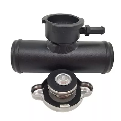 Universal 1  Hose Radiator Aluminum In Line Filler Neck Pipe And Cap Black • $34.95