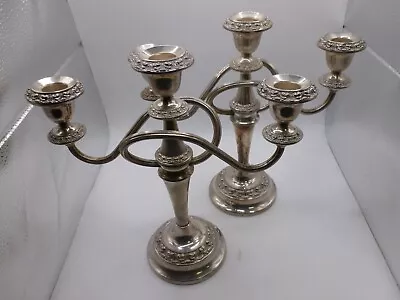 Vtg Ianthe X2 Candelabra Classical Design Silver Plated Candle Holders 3 Arms C1 • £49