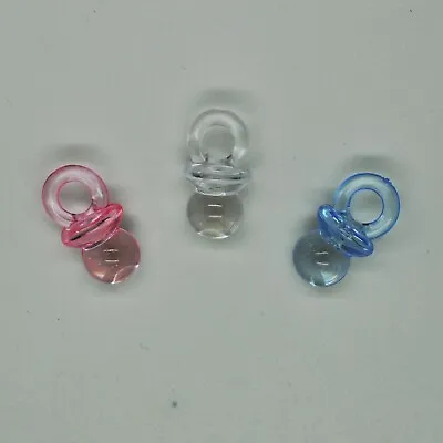 6 X Mini Dummy Pacifier Charms Transparent Acrylic Baby Jewellery Clip Making • £2.49