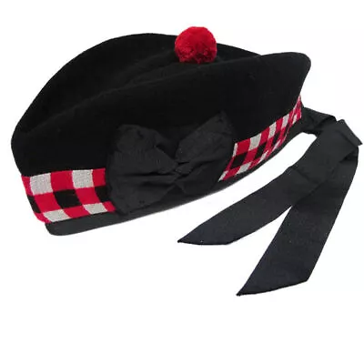 Tartanista Mens Red And White Checked Wool Piper Glengarry Kilt Hats • $15.96