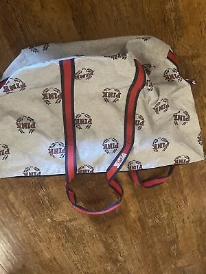 New Victoria Secret Pink Duffle Bag Gray Monogram Red Strap SALE • $19.99