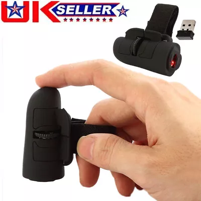 Mini Wireless USB Finger Mouse Optical Handheld Mice For Laptop PC Pocket Travel • £4.99