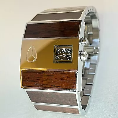 Nixon The Rotolog Watch Dark Wood Working Item Lights Come On No Box No Links • $98