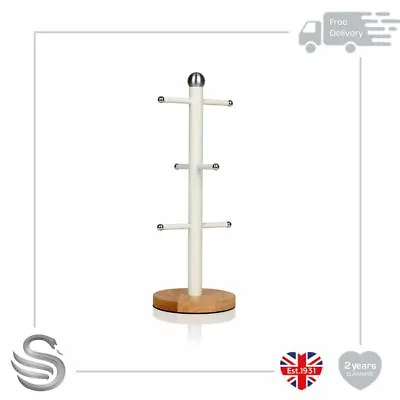 £14 • Buy Swan Nordic Mug Tree Non-slip Bamboo Base Wooden Effect Steel Soft Touch Scandi