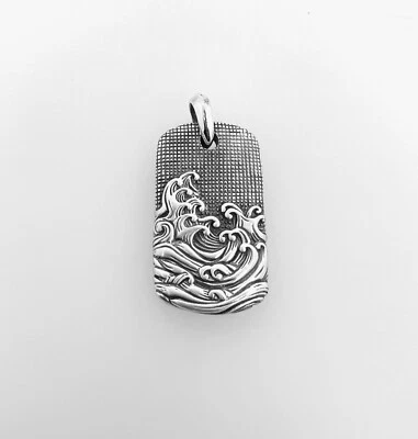 $249.99 • Buy David Yurman .925 Sterling Silver Wave Tag Charm Pendant Large