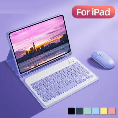 Smart Case With Keyboard Cover Mouse For IPad Gen 10th/9th/8/7/6th Air 4 Pro 11 • £18.85