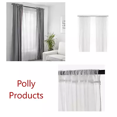 Ikea LILL Sheer Fabric Curtains White 280 X 250 Cm 1 Pair • £9.95