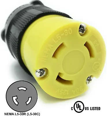 $15.97 • Buy NEMA L5-30R 30A 125V Locking Female Receptacle Replacement Plug RV 3Prong 30amp