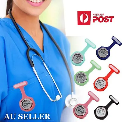 Digital Silicone Electric Multi-Function Nurse Brooch Watch FOB Pocket Watch AU • $10.49