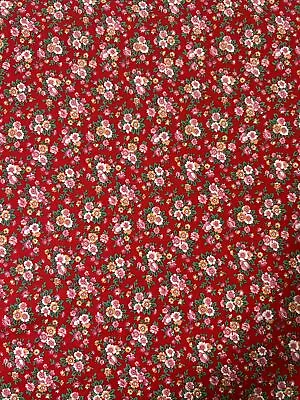 VTG RARE Wamsutta A Christmas Gathering Hallmark Fabric 11+ Yards Red Floral USA • $149.99