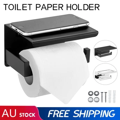 $25.79 • Buy Toilet Paper Roll Holder With Phone Shelf Wall Mounted Brass Tissue Rack