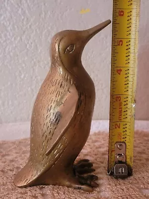 Vintage Brass Penguin Figurine Desk Paperweight 5 And 5/8 Inches Tall • $0.99