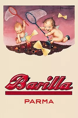 Barilla Pasta Little Kids Chasing Butterflies Food Vintage Poster Repro FREE S/H • $17.90