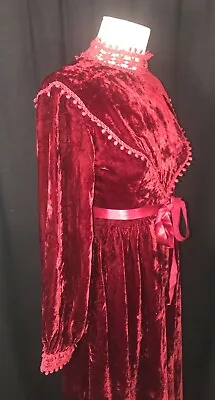 Womens Hand Made Steampunk Gothic Medieval Long Velvet Style Dress UK 6 • £24.99