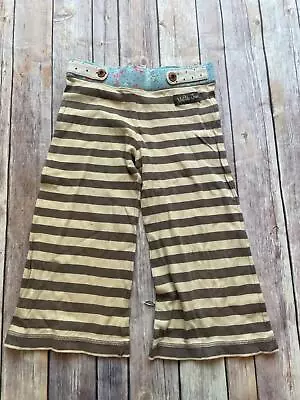 Matilda Jane Size 6 Gypsy Blue Brown Cream Stripe Straightees Pants B4 • $25