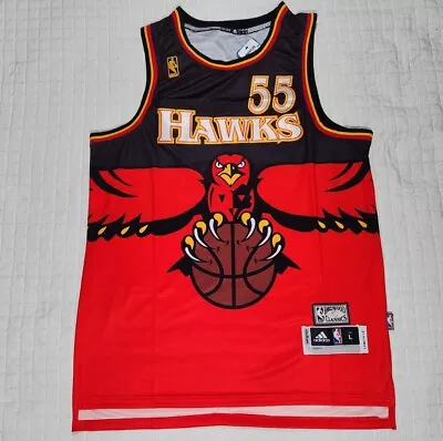 Throwback  Dikembe Mutombo #55  Atlanta Hawks Jersey Stitched Red Sz Large • $59.99