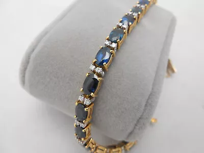 $1799.99 • Buy Gorgeous 18k Yellow Gold Diamond & High Quality Blue Sapphire Tennis Bracelet