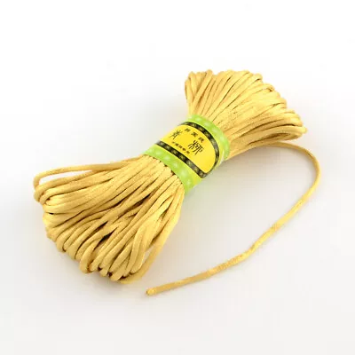 £3.49 • Buy 20m Golden Yellow Rattail Satin Cord 2mm - Kumihimo Macrame Chinese Knot -P00903