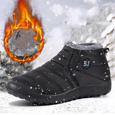 Mens Ankle Boots Winter Warm Snow Shoes Waterproof Fur Lined Light Sneakers Size • $14.99