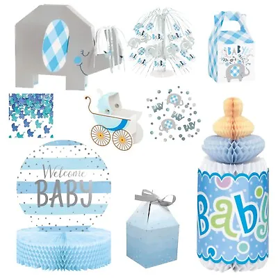 BABY SHOWER TABLE DECORATIONS Blue Boy Honeycomb Bottle Confetti Prams • £3.49