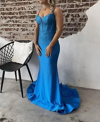 Sherri Hill 55519 Evening Dress Prom Pageant Formal Peacock Blue FLAWLESS Size 0 • $395