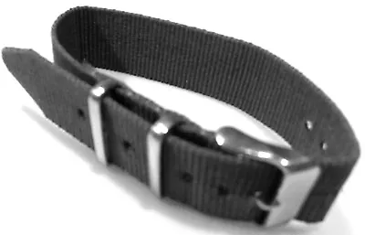 New Mens One Piece Easy Pass Thru GRAY Nylon Fits Any 18mm Watch Band 10.5  Long • $7.99