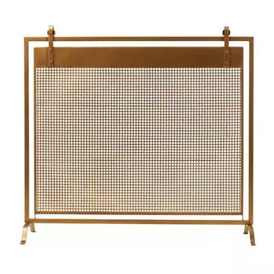 Fireplace Screen Copper Metal Suspended Grid Netting Single-Panel Bolted Detail • $120.20