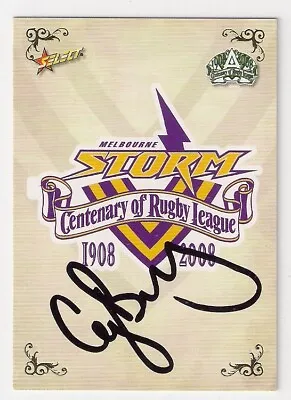 $25 • Buy Signed Craig Bellamy Melbourne Storm 2008 Centenary Nrl Coach Logo Card Rare