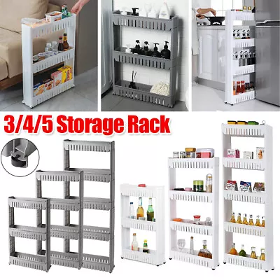 3/4 Tier Slim Slide Out Kitchen Trolley Organiser Tower Storage Rack On Wheels • $26.99