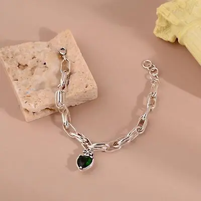 Adjustable 925 Sterling Silver Heart Wrist Charm Bracelet Jewelry Link Bangles / • £3.59