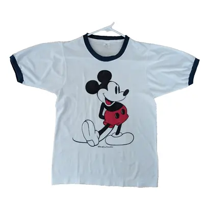 VTG 1970s Mickey Mouse Ringer T-Shirt Walt Disney Crew Neck Small Chest 32  • $14.99