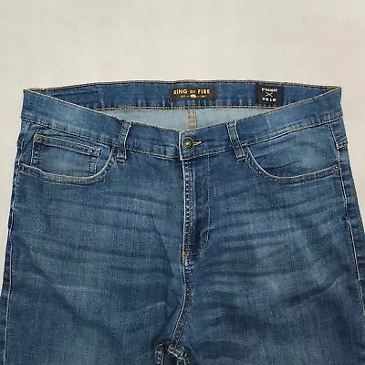 Ring Of Fire Casual Button Denim Medium Wash Jeans Mens Size 36x30 Blue • $24.99