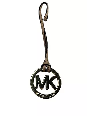 Michael Kors Hang Logo Charm Beige Leather Gold Tone Medallion Purse Hang Tag • $12