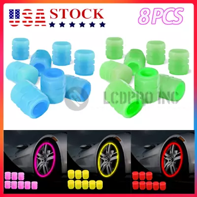 8Pcs Car Tire Caps Glow In The Dark Tire Valve Caps Glowing Tire Valve Stem Caps • $5.36