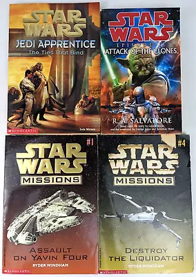 4 X Star Wars Paperback Episode II Mission 1 + 4 Jedi Apprentice #14 Bundle • $24.99
