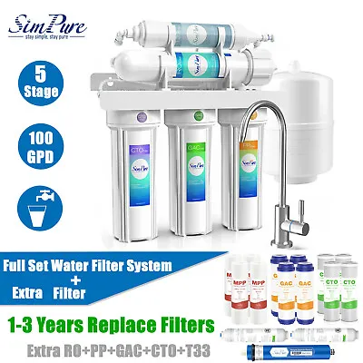 100GPD 5 Stage Under Sink Ro Reverse Osmosis System Drinking Water Filtration • $25.99