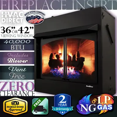 Buck Stove 36 -42  ZCBBXL Vent-Free NG/LP Gas Fireplace Insert 40K BTU W/ Blower • $2489.95