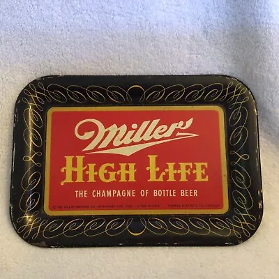 Vintage  Bar Ware 1952 Miller High Life  Champagne Of Bottle Beer Metal Tip Tray • $15