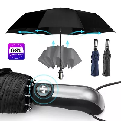 $9.75 • Buy 10 Ribs Automatic Folding Umbrella Windproof Auto Open Compact With Fiberglass A