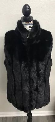 Mink Faux Fur Vest Black Size XLarge W Zipper Closure Sleek & Stunning • $16.99