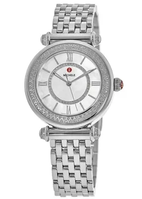 Michele Caber Women's Silver Tone Stainless Diamond MOP Dial Watch MWW16E000008 • $1250