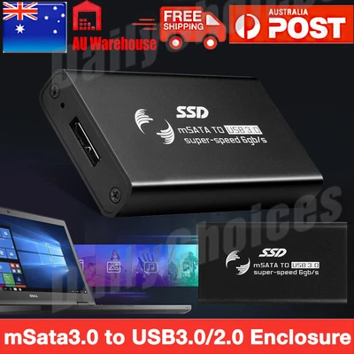 $11.45 • Buy External MSATA SSD To USB 3.0 SuperSpeed Converter Adapter Enclosure Case AU