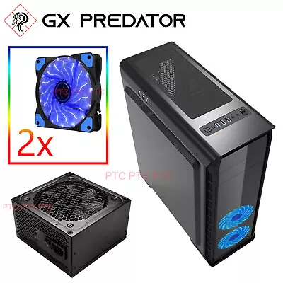 $128 • Buy Mid Tower Gaming Case GX Elysium ATX ITX MATX Computer PC 650w PSU 2x Led Fans