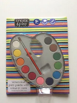 £1.99 • Buy Watercolour Paint Pallete With Colour-in Scene (M&S)